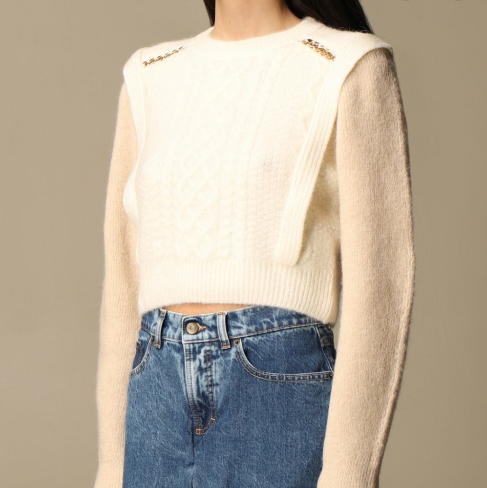 Self- Portrait jewel crop sweater